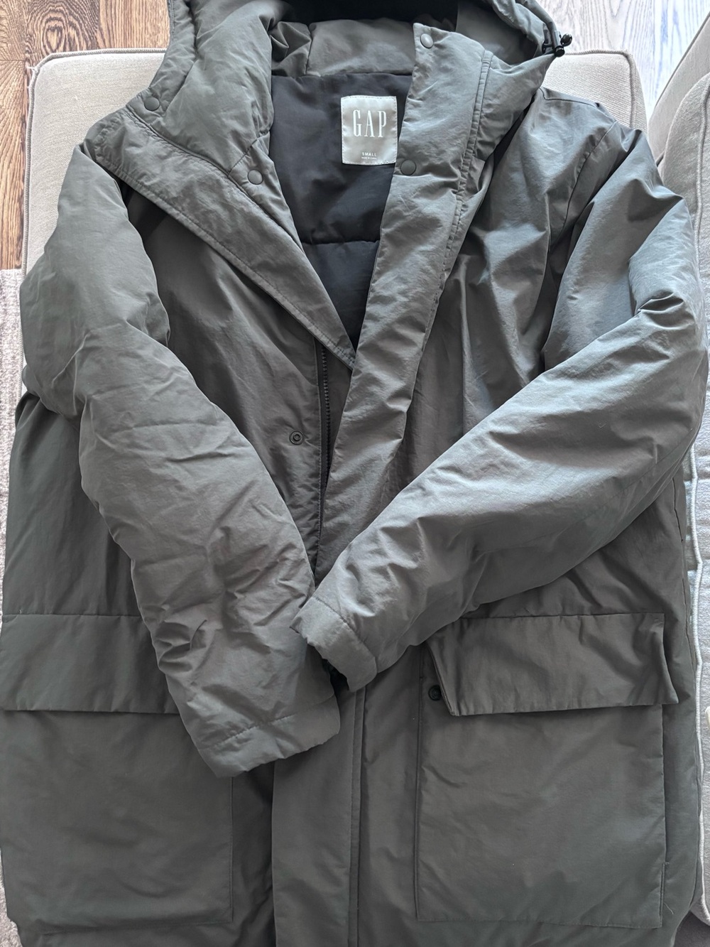 Gap Men's Recycled Parka Hood Gray Small